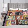 L-Loud Houses Family Cartoon Plush Throw Blanket For Couch Chair Sofa Bed Airplane Travel Flannel Bedspread Bed Cover