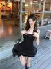Sweet wind white suspender dress women's summer chic ruffle skirt ballet style a-word skirt