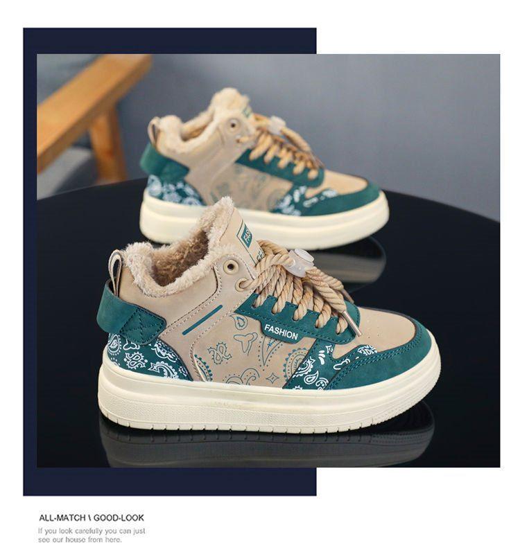 Men's & Women's Korean Style Fleece-Lined High-Top Sneakers