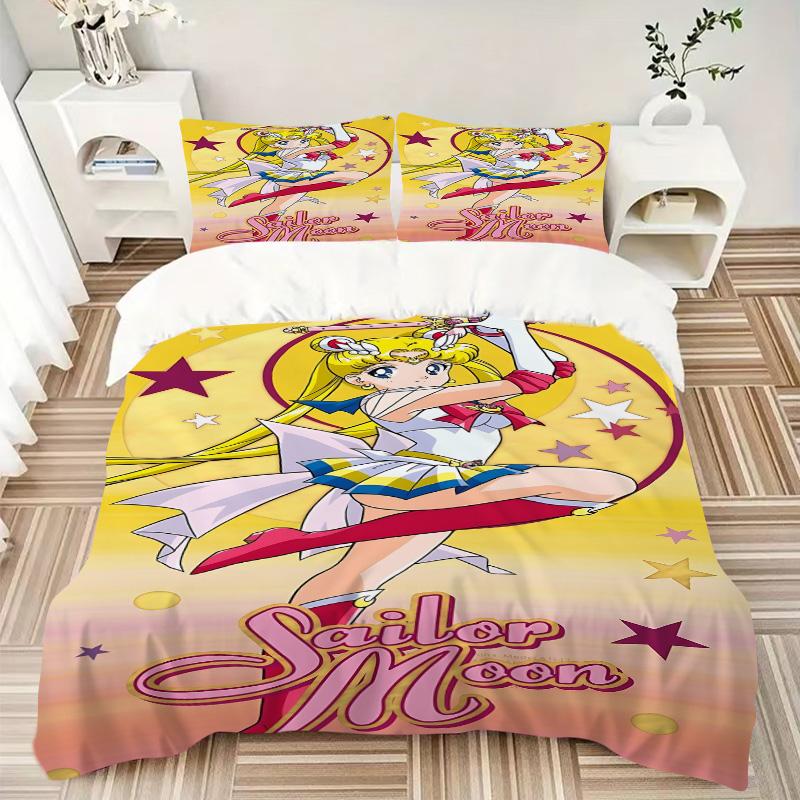 Sailor Moon Adventure Print 3Pcs Bedding Setduvet Cover With 2 Bedropillowcase Home Birthday Gift