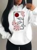 Harajuku Japanese Sunset Cherry Blossom Print Hoodie Women's Autumn Pocket Loose Clothing Casual Pullover Y2K Hoodie Women Top