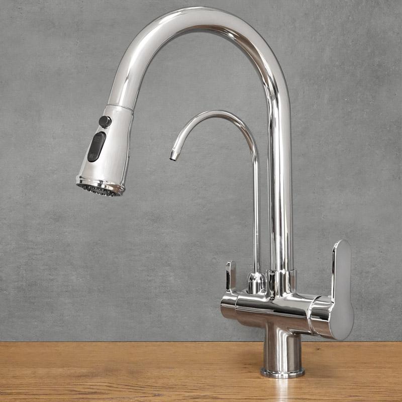 DOUBLE chrome standing kitchen tap