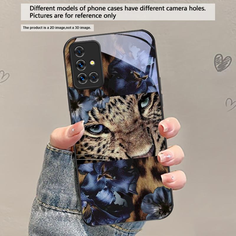Цветочный Леопардовый Тень Для Samsung Galaxy A30 A31 A32 A33 A34 A35 A42 A30s A20 A25 A26 A51 A56 A54 A72 A73 70 Стеклянный Чехол для Телефона