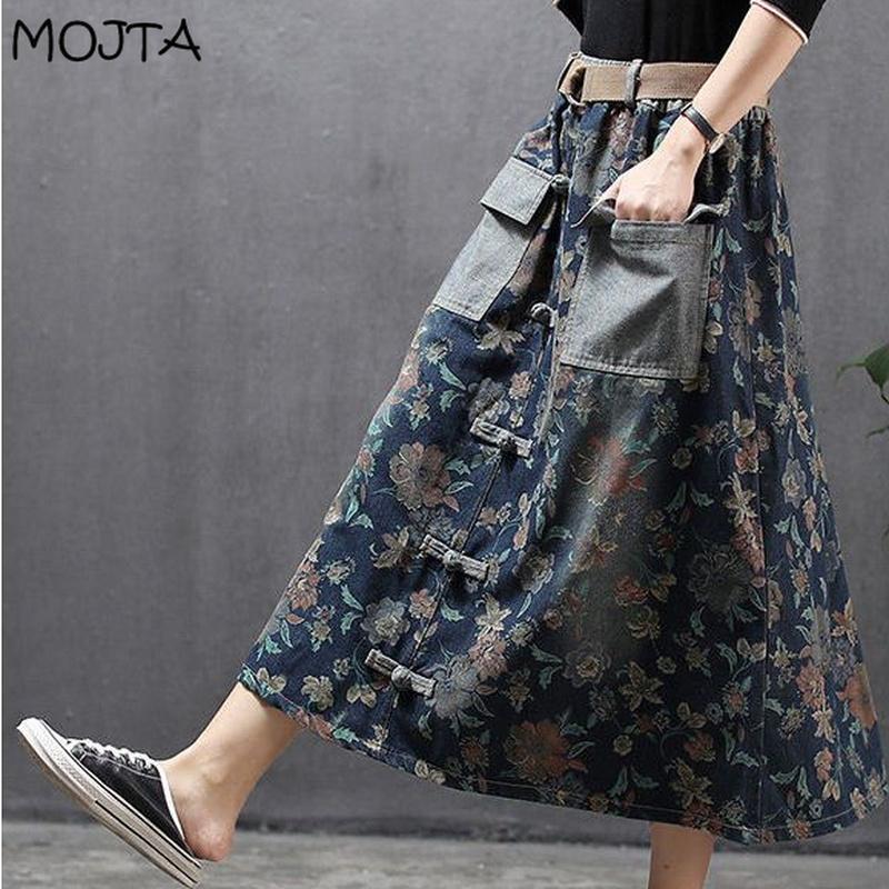 Женские джинсовые юбки больших размеров на весну и осень, повседневные джинсы большого размера с высокой талией и карманами, джинсовая юбка на бедрах