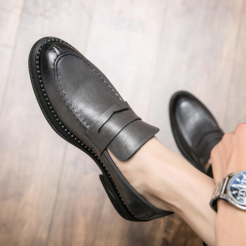 Мужские мокасины на толстой подошве, модные кожаные туфли с круглым носком, мужская повседневная обувь, удобная классическая кожаная обувь для мужчин