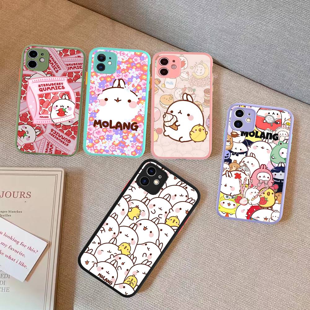 Kawaii M-Molangs Phone Case for iPhone 16 15 14 11 12 13 Pro Max X XS Translucent Matte Cover