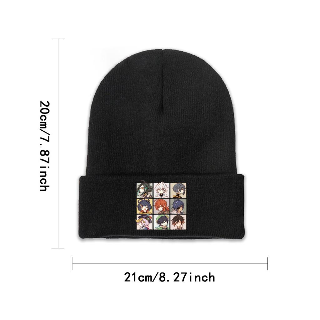Genshin Impact Chibi Selfies Knitted Hat Beanie Winter Hats Warm Unisex Street Anime Game Cap for Unisex Women Gift
