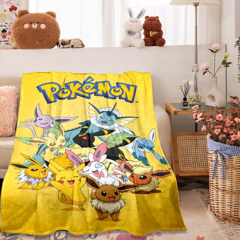 2026 New1PC Pokémon Pikachu Pattern Blanket Warm Soft Fluffy Kids and Adults Sofa Bed Throw Blanket Outdoor Travel Camping Luxur