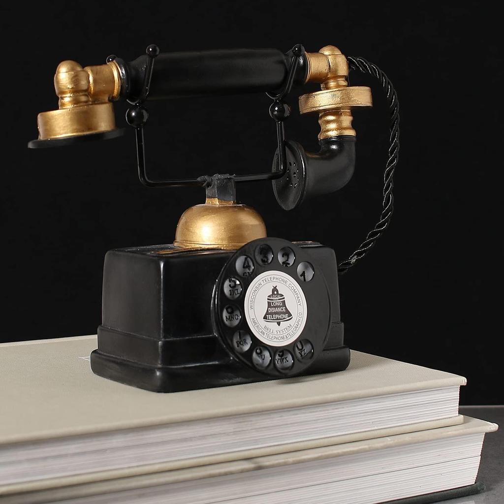 Черно-золотой винтажный однотонный минималистичный керамический экспонат в форме телефона для домашнего декора, упаковка из 1 шт.