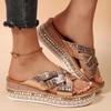 Fashion Women Shoes Fashion Cross Band Wedges Sandals Luxury Women Summer 2025 Platform Thick Bottom Slippers Plus Size Pu Leather Slide