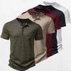 Men's Solid Color Henry Collar Button T-shirt