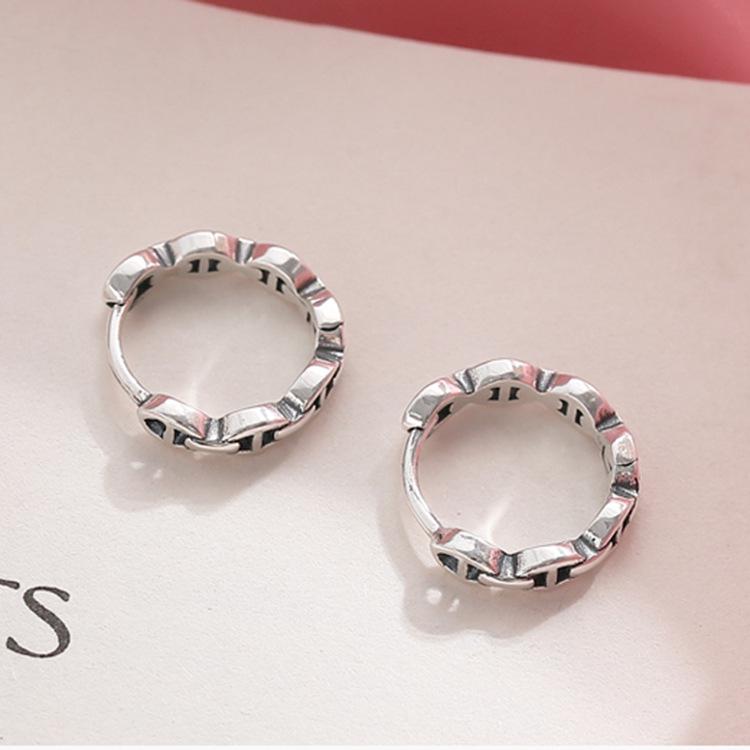 Серьги из серебра 925 пробы 'Пятачок': Ретро европейский и американский дизайн с крутым, индивидуальным стилем