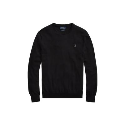 Polo однотонный свитер с вышитым пони, круглый вырез, длинный рукав, мужской свитер, черный 710684957-008