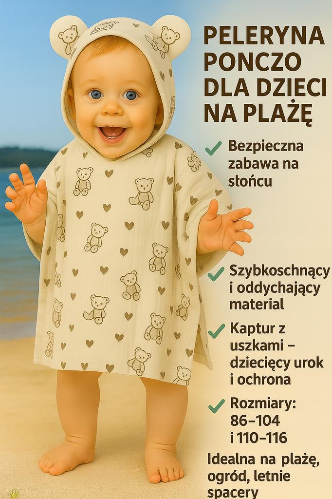 Children' Muslin Cape 74-86 Baby Beach Poncho Amaranth
