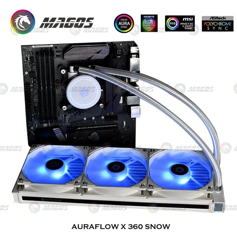 AIO RGB CPU Water Cooler Pure White With 360mm Radiator +3x120mm RGB PWM Fans Intel /AMD/TR4 Aluminum Copper