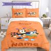 3pcs Custom Name Bluey Bedding Set Duvet Cover Closure Includes 1 Duvet Cover & 2 Pillowcases, Soft and Comfortable for All Seasons.