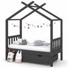 VidaXL Kid's Bed Frames with Drawer, Single Bed with Slat Base, Bed for Child with Bedroom Storage, Dark Grey 322151