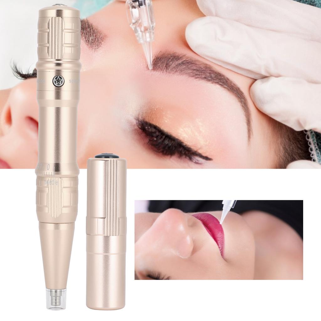 Electric Eyebrow Lip Tattoo Pen Machine Microblading Tattoo Machine Champaign Gold (100‑240V)US
