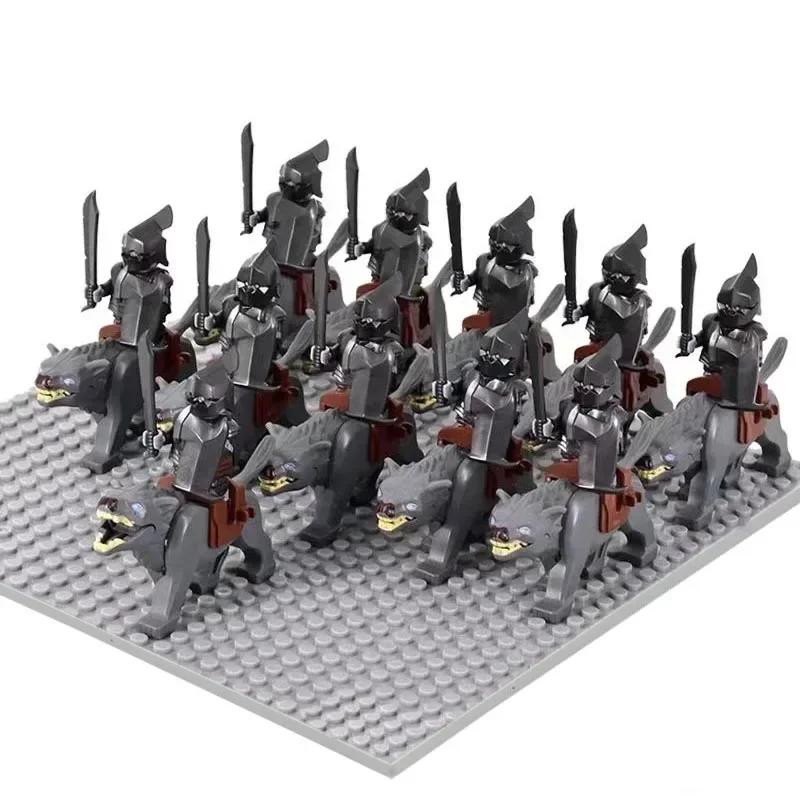 Middle Age Demon Realm Warg Varg Orcs Soldier VS Uruk-hai Azog Figures Creative War Mount Elk Boar Wolf DIY Bricks Toys for Kid