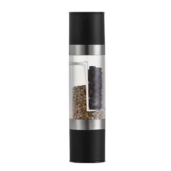 Dual Spice Grinder 2-in-1 Stainless Steel Manual Pepper And Salt Mill with Ceramic Core Adjustable Coarseness Seasoning Tool for Kitchen Travel Use