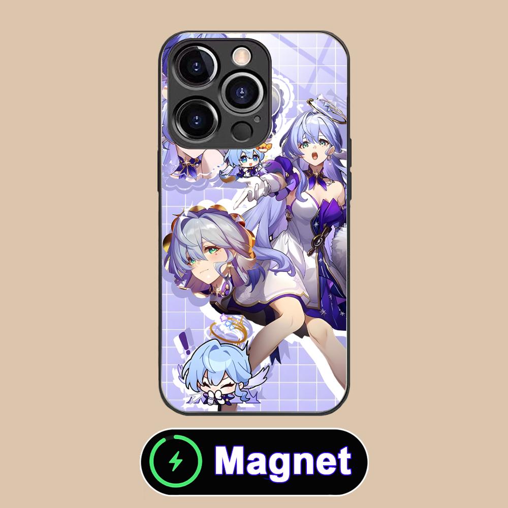 HSR Robin Стеклянный чехол для мобильного телефона MagSafe для iPhone 17 16 15 14 13 12 11 Air Pro Max Plus Mini Цветной чехол