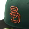 New Era 59FIFTY Cap MLB San Diego Padres SD Dark Green with Side Under Exclusive to and Gokyu Fifty 5950 Side Patch Straight Flat Perfect for Summer