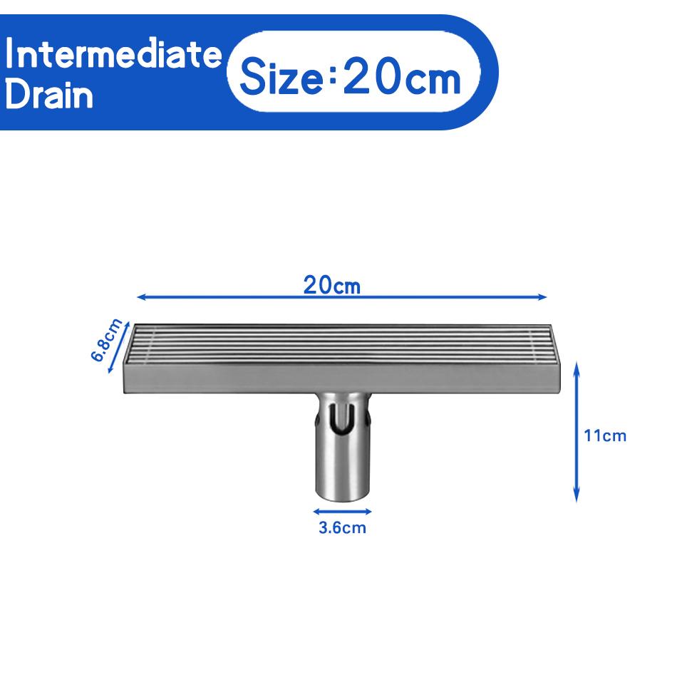 Слив для пола в ванной USU304 из нержавеющей стали в полоску, прямоугольный душ, длинный линейный слив, боковой слив для пола в туалете на кухне