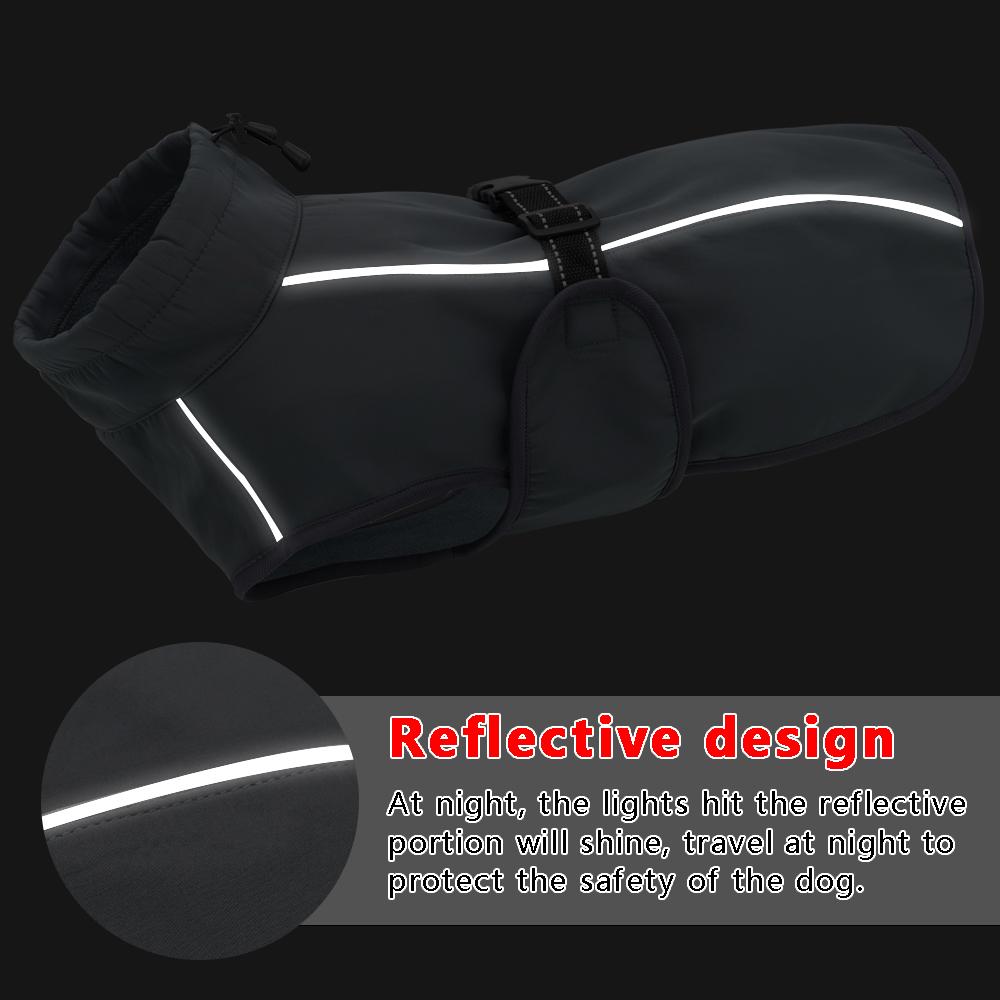 Водонепроницаемый жилет для собак, теплая мягкая зимняя одежда для домашних животных, куртка, пальто, одежда для больших собак, лабрадора со светоотражающей нейлоновой веревкой