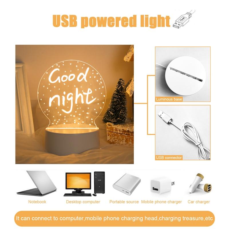 Доска для заметок, креативный USB светодиодный ночник, подарок на день Святого Валентина, декор, ночники, подарок на день рождения для подруги, свадебный декор, ночник