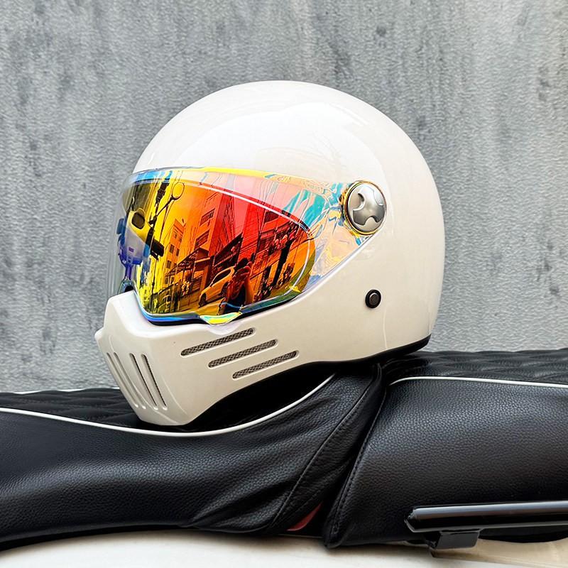 DOT ECE Certified Full Face Motorcycle Helmet Men Women Cruiser Bike ABS Shell With Bluetooth Slot Dual Lens