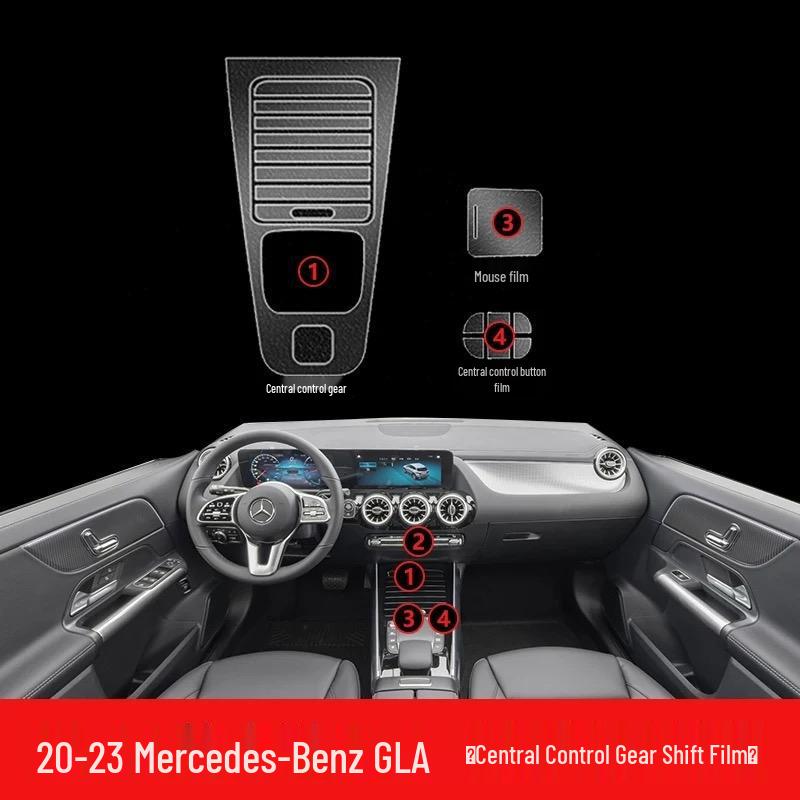Защитная пленка TPU для экрана навигации и центральной консоли Mercedes-Benz GLA/GLB (25 моделей)