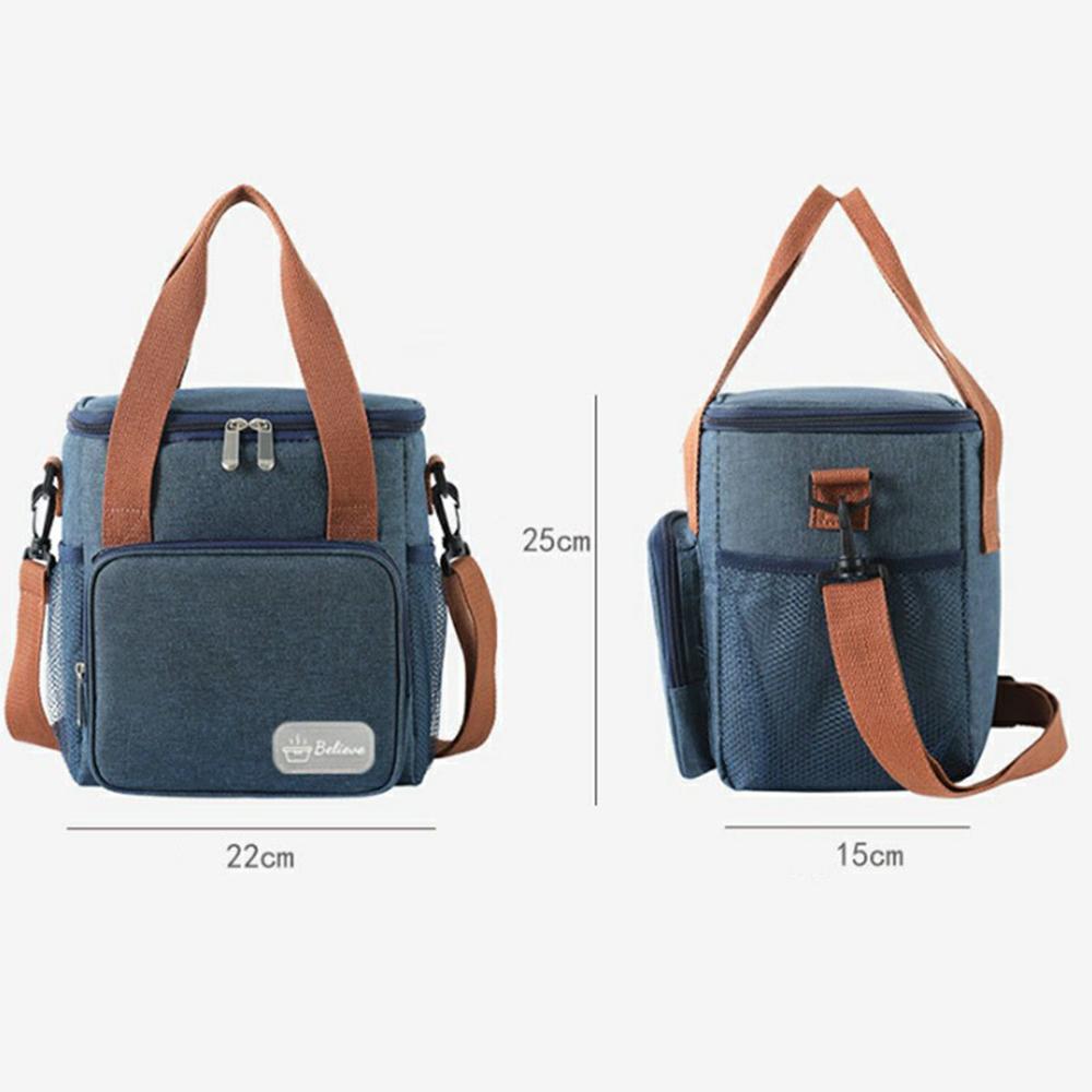 Waterproof Oxford Cloth Insulated Lunch Bag Thermal Food Carrier Crossbody Tote for Work/Picnic