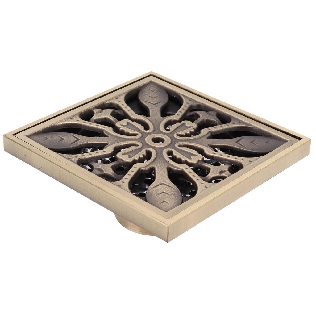10x10cm Floor Drain Antique Copper Deodorant Shower Drain for Home Hotel Bathroom Toilet