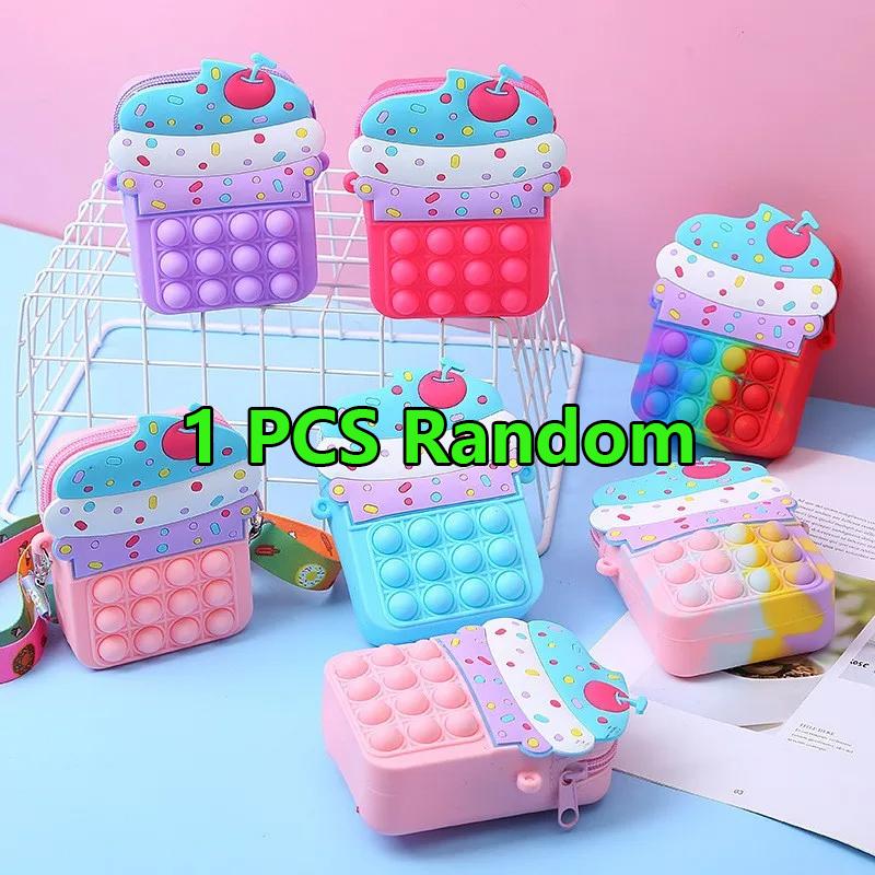 Силиконовая сумочка Pop Purse с тактильными элементами, кошка, Пуш-поп, пузырьки, кролик, сумка через плечо, антистрессовые наборы игрушек, кошелек для монет для детей