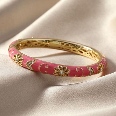 Традиционный китайский браслет клуазоне Цветок Металлический браслет-манжета Эмаль Открывающийся браслет Женский
