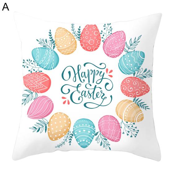 Наволочка с кроликами, разноцветные яйца, морковь, украшение для дома, полиэстер, кожа персика, пасхальная вечеринка, наволочка для дома