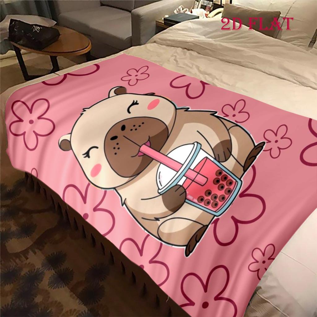 Whimsical Capybara Snacks blanket sofa blanket blanket Air conditioning blanket bedroom Digital printing