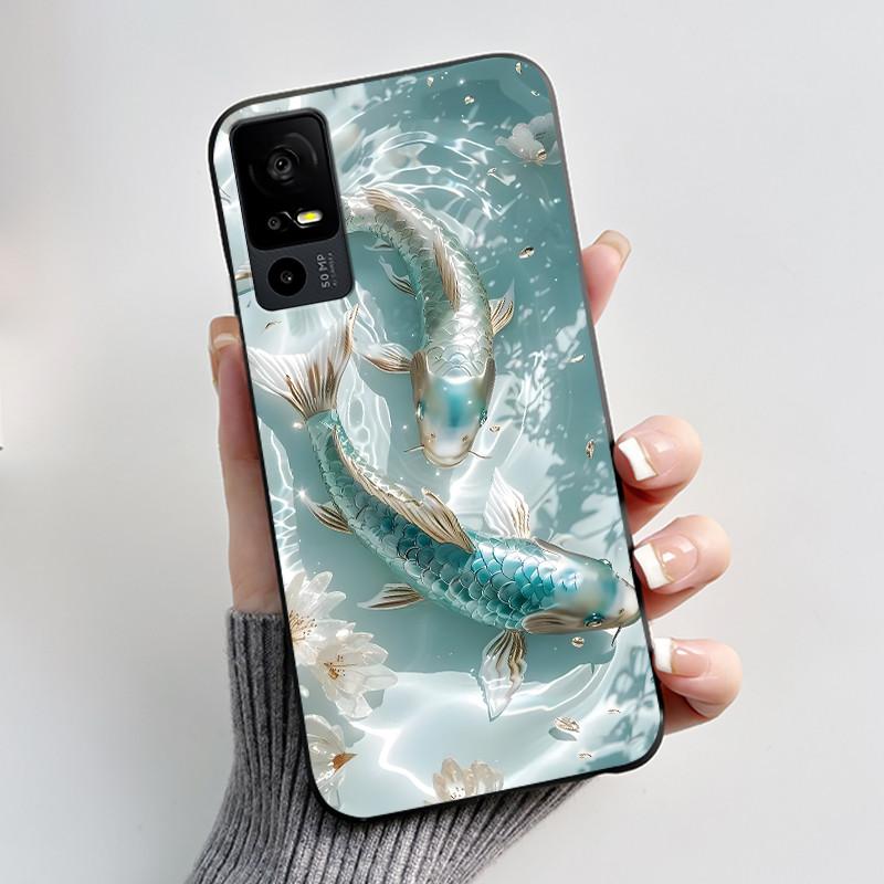 Cute Casing For TCL 40R/Sharp Aquos V6 5G Lucky Design Soft Black Case For TCL 40 SE Drift Bottle Pattern Shockproof Shell