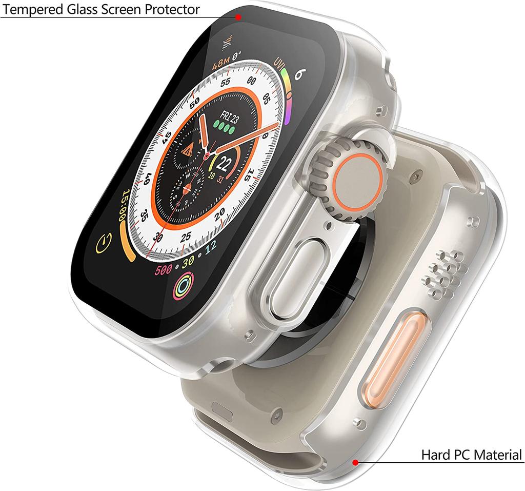 1/3 Упаковка Стекло+чехол Для Apple Watch Ultra 49мм ремешок смарт-часы PC Бампер+Защитное стекло Закаленное Покрытие iwatch серия Аксессуары