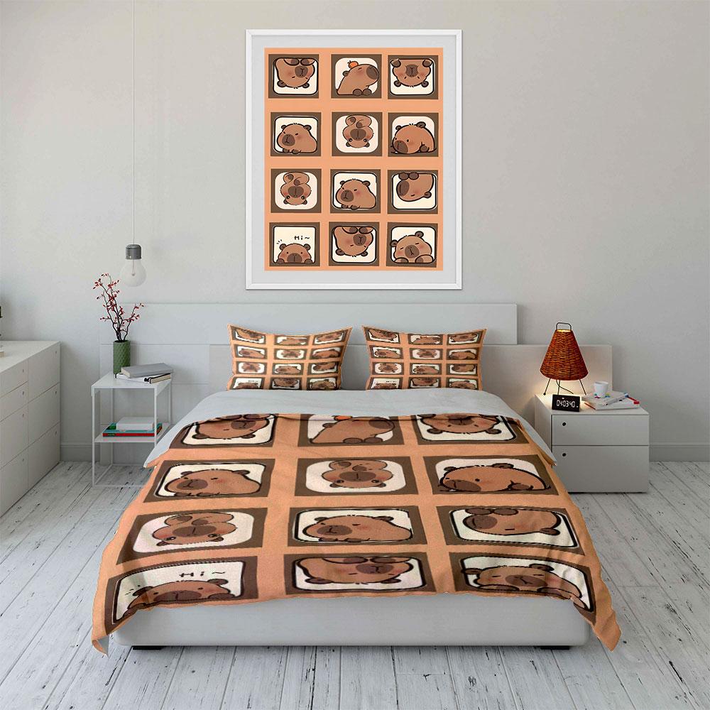 "Cartoon Bear Decor Set for Kids" Soft Skin-Friendly Bedding Set Includes 1 Duvet Cover And 2 Pillowcase, Gift