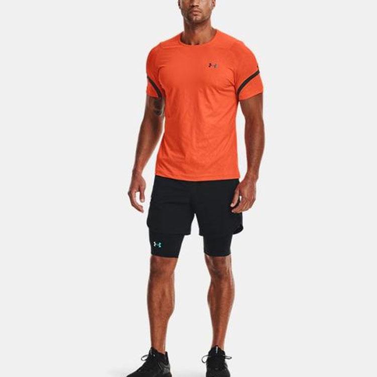 Under Armour Футболка с коротким рукавом и круглым вырезом с принтом логотипа Rush Dopamine Training Sports, мужские топы, оранжевого цвета 1370318-825