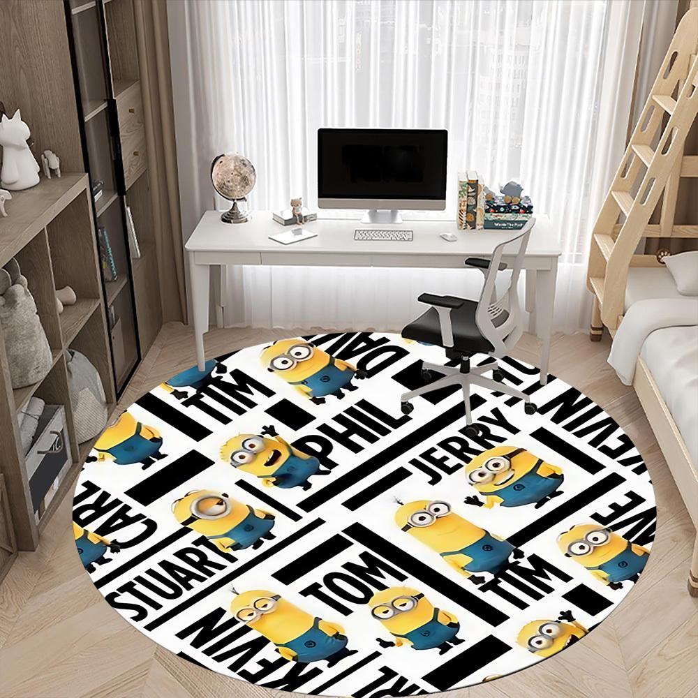 1PC Minions Characters Office Round Area Rug, Indoor Mat Suitable For Office, Under Office Chairs Bedroom Living Room Home Decor, Room Deco1101