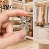 Alloy Brooch Pin, 3D Flower Design with Sparkling Rhinestones, Non-fading Strong Buckle Badge for Coats Shirts Bags Accessories Lightweight