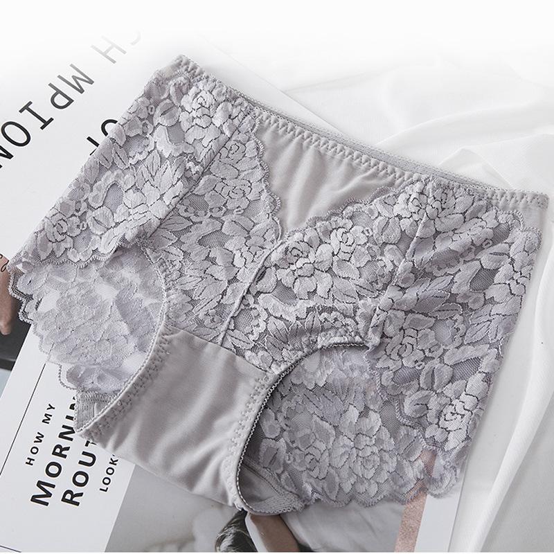 Ladies Mesh Panties High-waist Seamless Lace Underwear Briefs Transparent Silk Women Cotton Health Knickers Lingerie XXXL