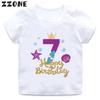 Cute Mermaid Princess Print Girls Clothes 1 2 3 4 5 6 7 8 9 Years Happy Birthday Kids Short Sleeve T shirt Baby Boys T-Shirts
