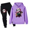 PB095 Детский Худи с длинными рукавами и принтом Kimetsu No Yaiba для мальчиков и девочек, Брюки, Комплекты одежды