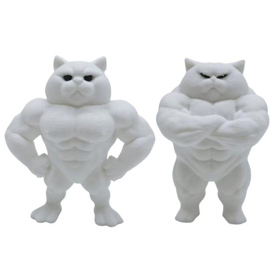 Статуэтка Мускулистый Кот, 3D-печатная стоячая фигурка мускулистого кота, Забавная причудливая фигурка котенка, Настольное украшение для гостиной, спальни, офисного стола, шкафа