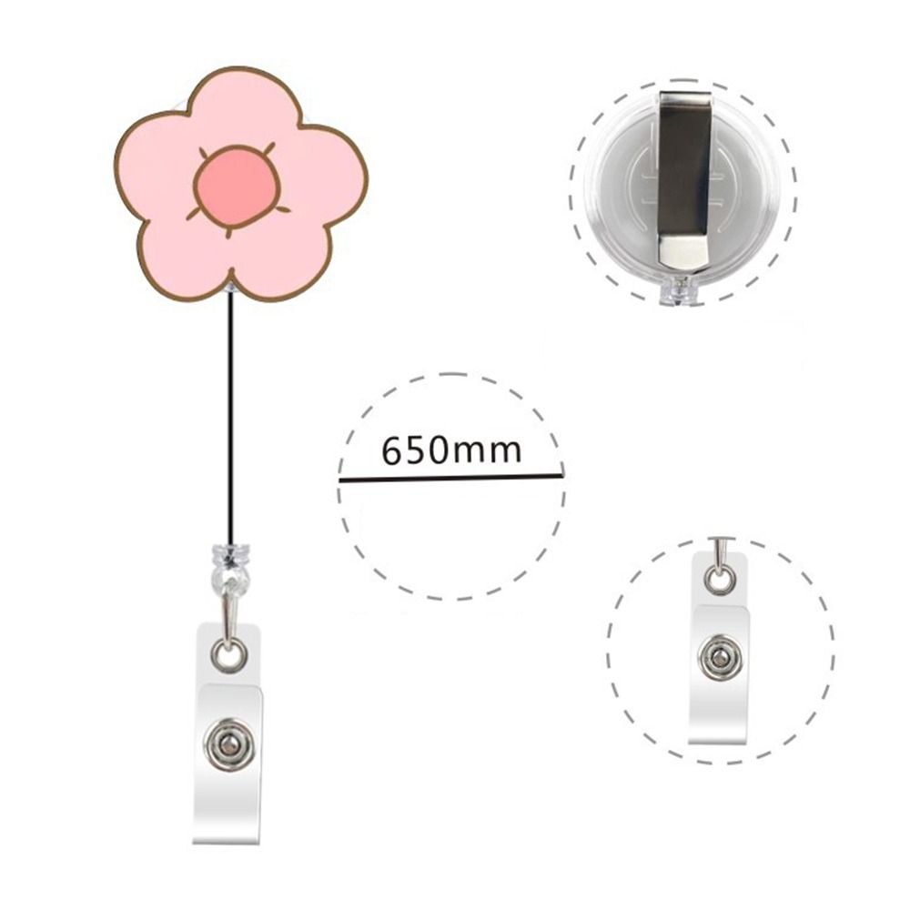 Students Card Flower Name Card Holder Retractable Badge Reel ID Card Clips Nurse Badge Holder