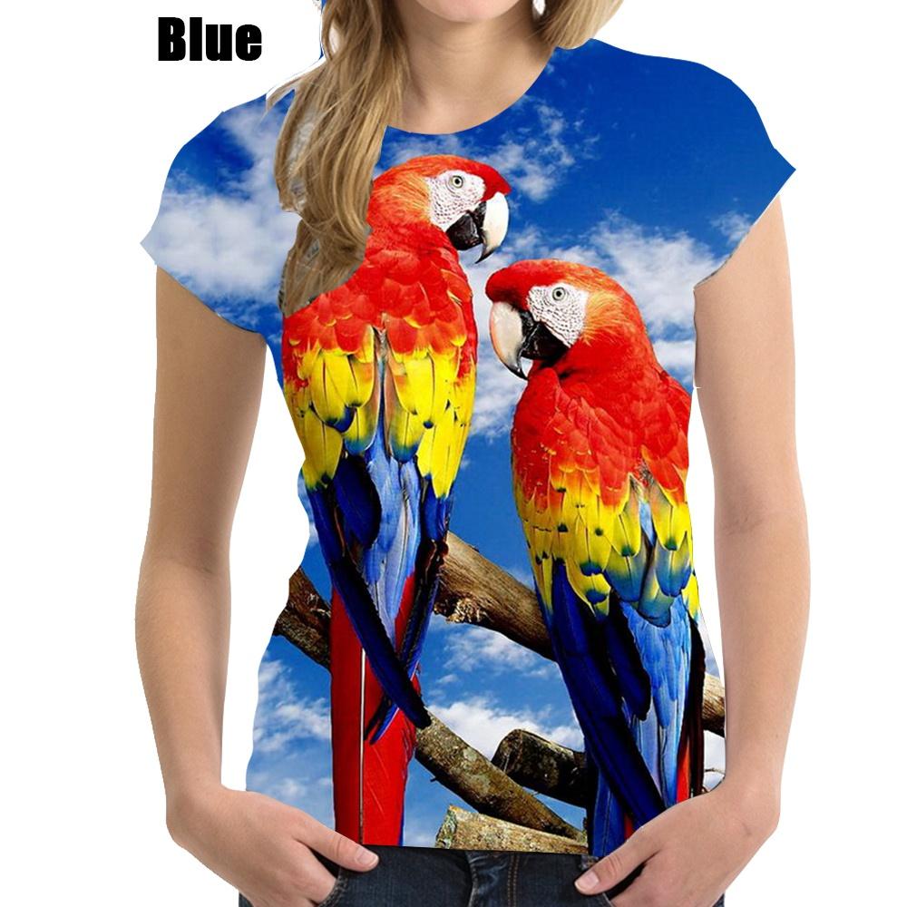 Женская повседневная футболка с забавным попугаем и 3D-принтом, уличная одежда в стиле Харадзюку, футболки с коротким рукавом в стиле хип-хоп, верхняя рубашка