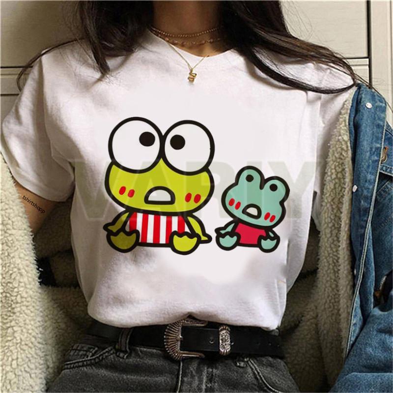Женская футболка в стиле ретро Keroppi Gudetama Take A Bath Printed Top Корейская женская футболка с короткими рукавами и круглым вырезом, подходящая для повседневного ношения